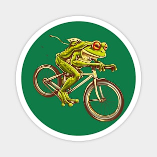 Funny Frog On A Bike Magnet